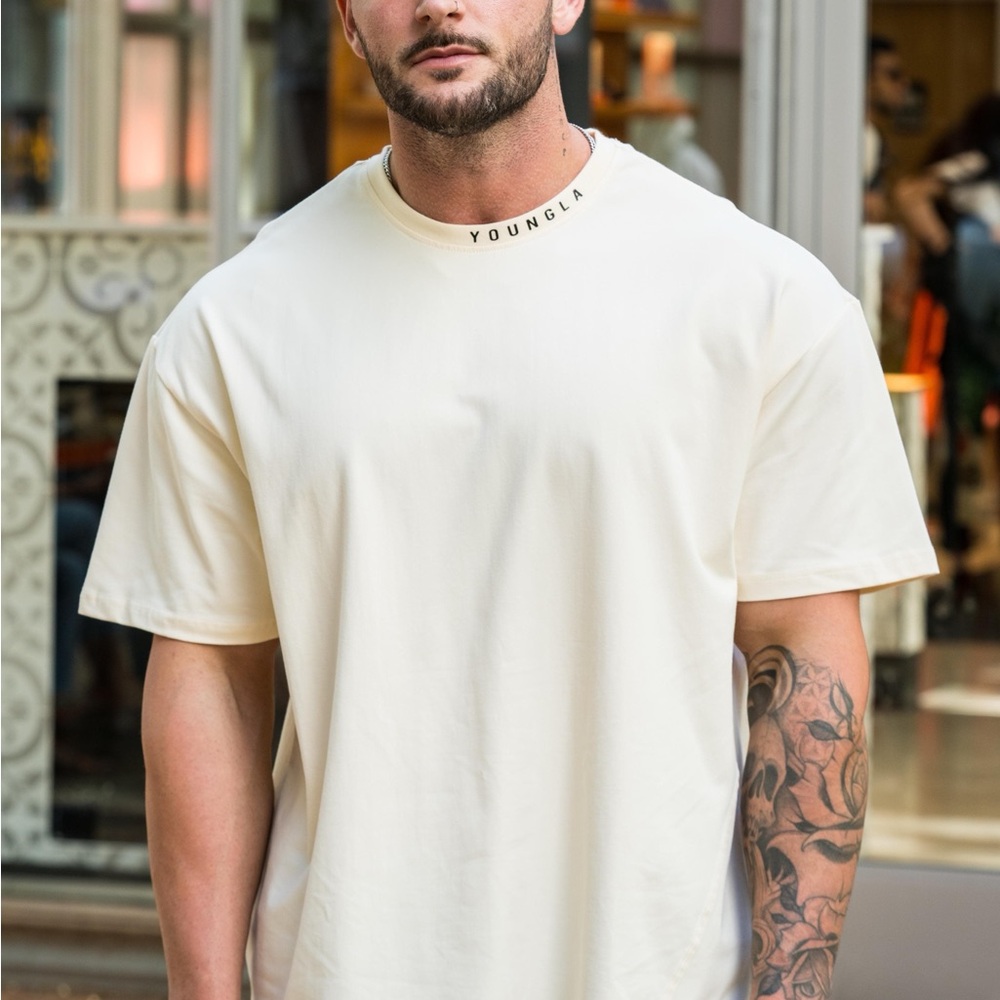 YoungLA Men's Short Sleeve Tee in Cream
